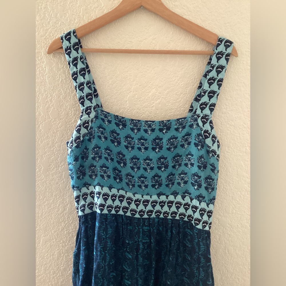 Faherty Gracie Blue Bali Bloom Linen Maxi Dress - Picture 4 of 8